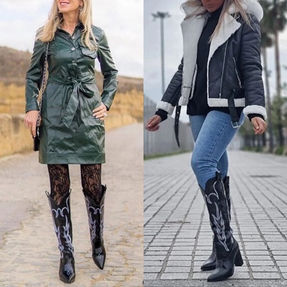 NEW🔥 Embroidered Black Cowboy Cowgirl Western Boots - Picture 6 of 7